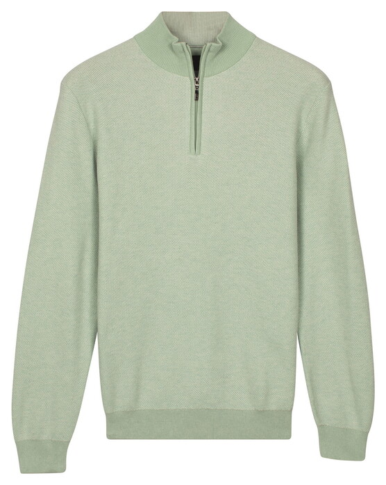 Baileys Half Zip Two-Tone Jacquard Allover Plated Trui Soft Green
