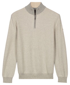 Baileys Half Zip Two-Tone Jacquard Allover Plated Trui Soft Grey