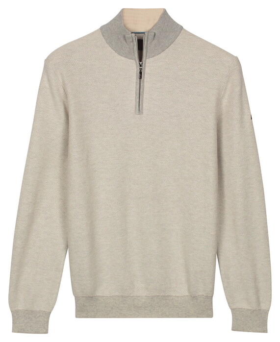 Baileys Half Zip Two-Tone Jacquard Allover Plated Trui Soft Grey