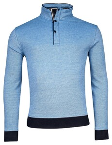 Baileys Half Zip Two-Tone Oxford Doubleface Jacquard Interlock Trui Bright Cobalt