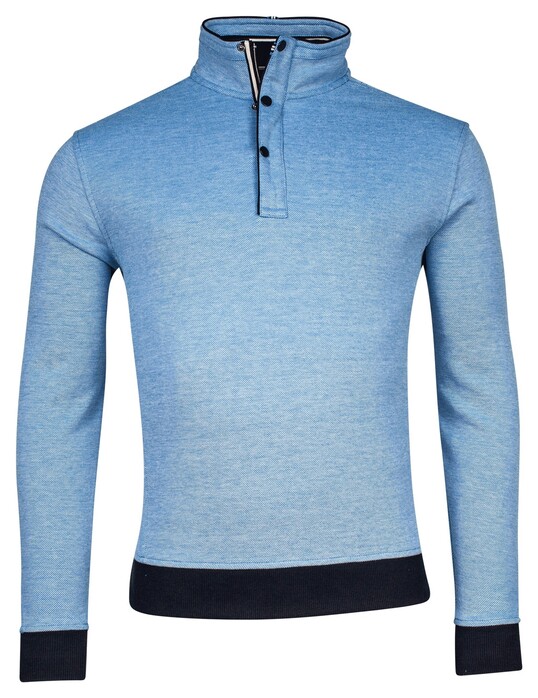 Baileys Half Zip Two-Tone Oxford Doubleface Jacquard Interlock Trui Bright Cobalt