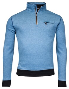 Baileys Half Zip Two-Tone Oxford Doubleface Jacquard Interlock Trui Cobalt