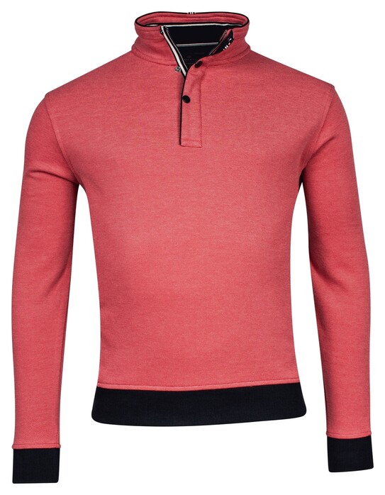 Baileys Half Zip Two-Tone Oxford Doubleface Jacquard Interlock Trui Dark Cerise