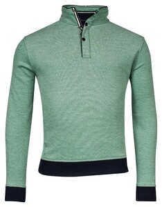 Baileys Half Zip Two-Tone Oxford Doubleface Jacquard Interlock Trui Donker Groen