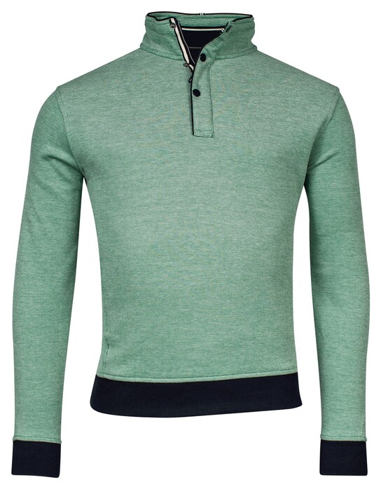 Baileys Half Zip Two-Tone Oxford Doubleface Jacquard Interlock Trui Donker Groen