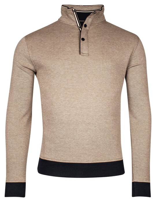 Baileys Half Zip Two-Tone Oxford Doubleface Jacquard Interlock Trui Olive