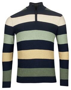 Baileys Half Zip Two-Tone Yarn Dyed Stripes Pullover Misty Green Melange
