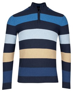 Baileys Half Zip Two-Tone Yarn Dyed Stripes Trui Bright Cobalt