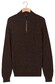 Baileys Half Zip Uni Color Plated Rib Knit Trui Dark Brown