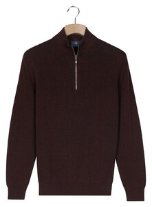 Baileys Half Zip Uni Color Plated Rib Knit Trui Dark Mauve