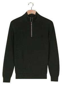 Baileys Half Zip Uni Color Plated Rib Knit Trui Donker Groen