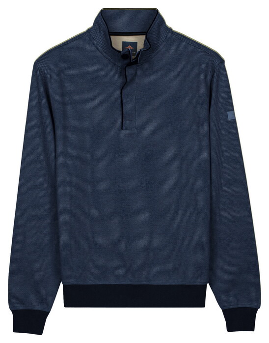 Baileys Half Zip Yarn Dyed Jacquard Interlock Trui Navy