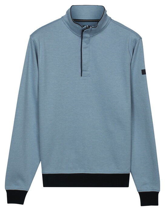 Baileys Half Zip Yarn Dyed Jacquard Interlock Trui Riviera Blue