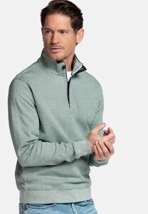 Baileys Half Zip Yarn Dyed Jacquard Interlock Trui Soft Green