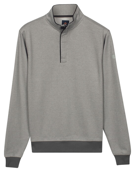 Baileys Half Zip Yarn Dyed Jacquard Interlock Trui Soft Grey