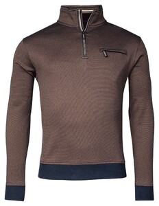 Baileys Halfzip 2-Tone Jacquard Sweatshirt Trui Choco Brown