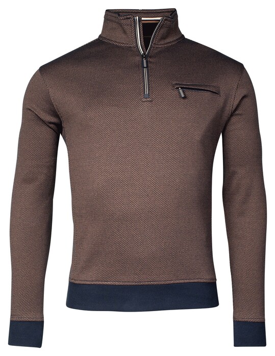 Baileys Halfzip 2-Tone Jacquard Sweatshirt Trui Choco Brown