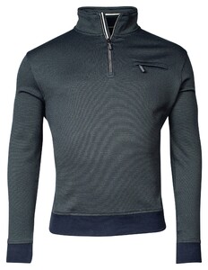 Baileys Halfzip 2-Tone Jacquard Sweatshirt Trui Donker Groen