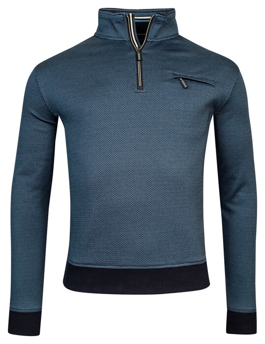 Baileys Halfzip 2-Tone Jacquard Sweatshirt Trui Raf Blue