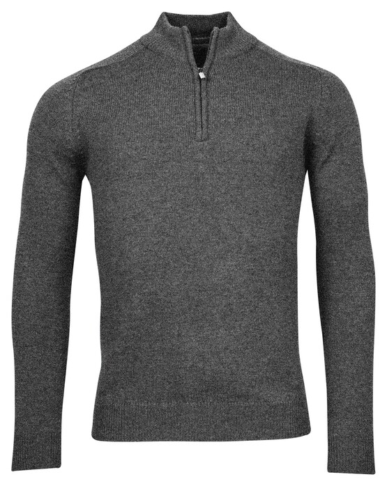 Baileys Halfzip Single Knit Lambswool Trui Anthracite
