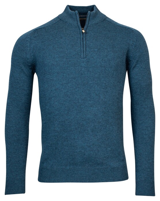 Baileys Halfzip Single Knit Lambswool Trui Raf Blue