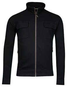 Baileys High-Low Structure Interlock Sweat Cardigan Zip Vest Navy