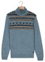 Baileys High Neck Pullover Front Top Nordic Knit Jacquard Trui Faded Denim Blue