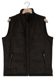Baileys High Neck Zipped Sidepockets Suede Look Body-Warmer Coffee Brown