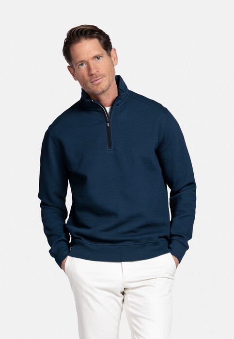 Baileys Jacquard Doubleface Sweat Half Zip Trui Dark Blue