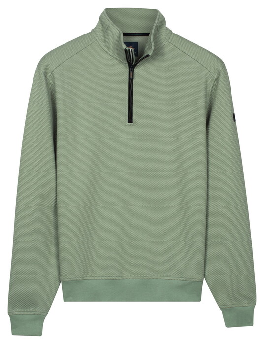 Baileys Jacquard Doubleface Sweat Half Zip Trui Misty Green