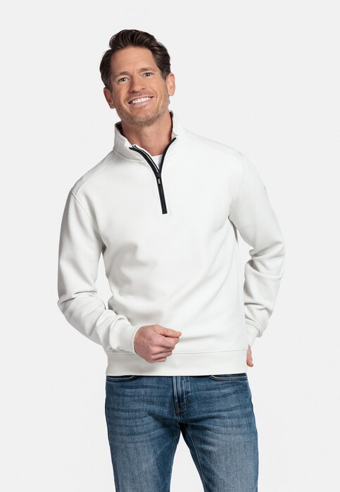 Baileys Jacquard Doubleface Sweat Half Zip Trui Soft Grey
