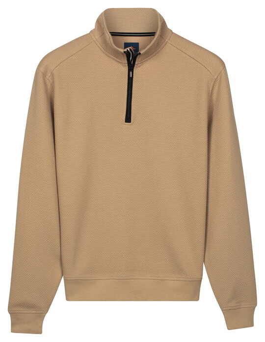 Baileys Jacquard Doubleface Sweat Half Zip Trui Zand