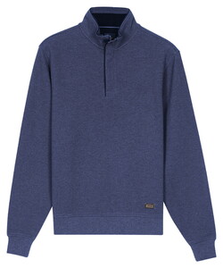 Baileys Jacquard Texture Uni Color Sweat Zip Collar Trui Dark Denim Blue