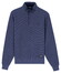 Baileys Jacquard Texture Uni Color Sweat Zip Collar Trui Dark Denim Blue