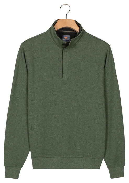Baileys Jacquard Texture Uni Color Sweat Zip Collar Trui Dark Forest