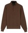 Baileys Jacquard Texture Uni Color Sweat Zip Collar Trui Donker Taupe