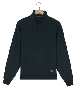 Baileys Jacquard Texture Uni Color Sweat Zip Collar Trui Navy