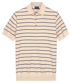Baileys Knitted Breton Stripe Pattern Polo Marshmallow