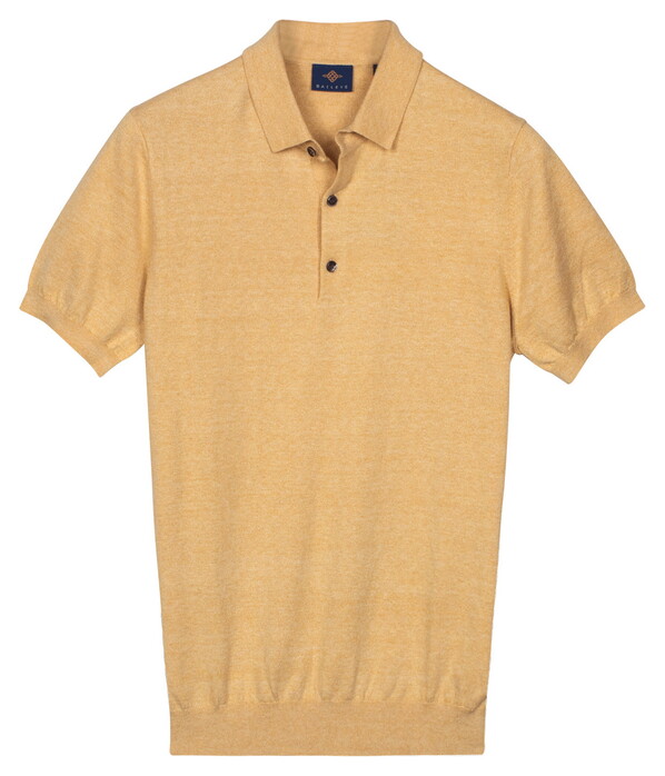 Baileys Knitted Short Sleeve Faux-Uni Polo Geel