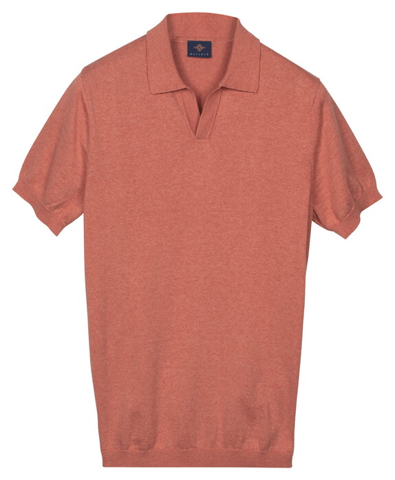 Baileys Knitted Short Sleeve No-Button Collar Polo Abrikoos