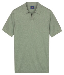 Baileys Knitted Short Sleeve No-Button Collar Polo Misty Green