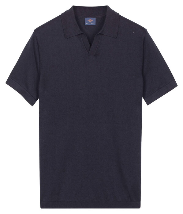 Baileys Knitted Short Sleeve No-Button Collar Polo Navy