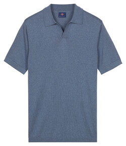 Baileys Knitted Short Sleeve No-Button Collar Polo Riviera Blue
