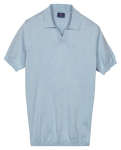 Baileys Knitted Short Sleeve No-Button Collar Polo Soft Blue