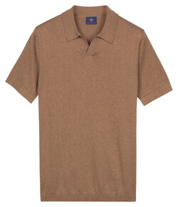 Baileys Knitted Short Sleeve No-Button Collar Polo Taupe