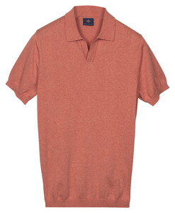 Baileys Knitted Short Sleeve No-Button Collar Poloshirt Apricot