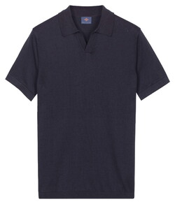 Baileys Knitted Short Sleeve No-Button Collar Poloshirt Navy