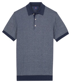 Baileys Knitted Two-Tone Jacquard Texture Polo Dark Denim Blue