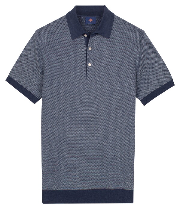 Baileys Knitted Two-Tone Jacquard Texture Polo Dark Denim Blue