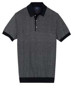 Baileys Knitted Two-Tone Jacquard Texture Polo Navy